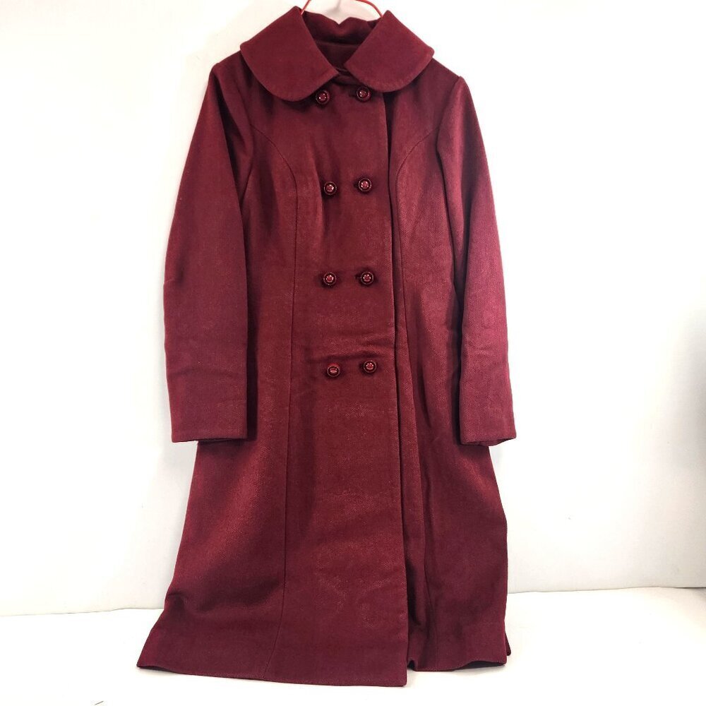 Vintage Wine Red Handmade Pea Coat Womens Small